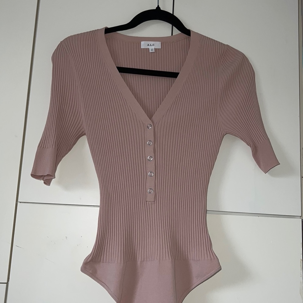 A.L.C. Toni Rib Knit Henley bodysuit